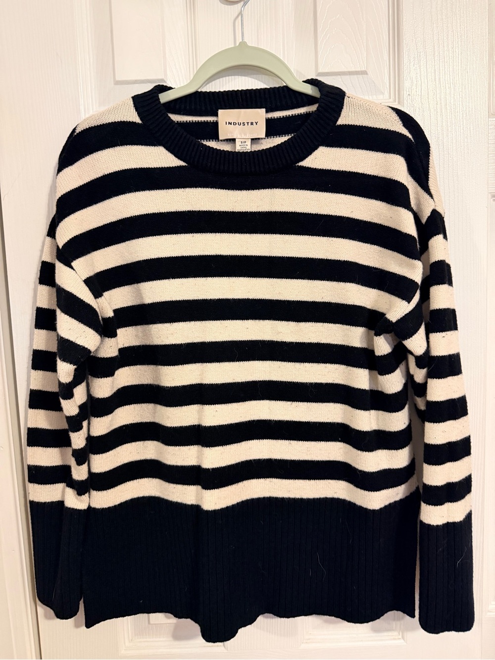 INDUSTRY Black & White Striped Knit Sweater